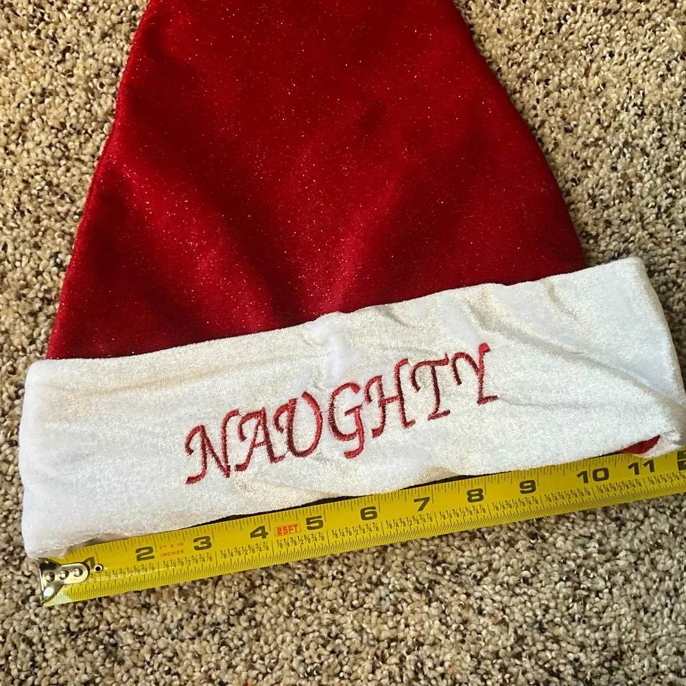 Vintage Naughty/Nice Embroidered Christmas Hat